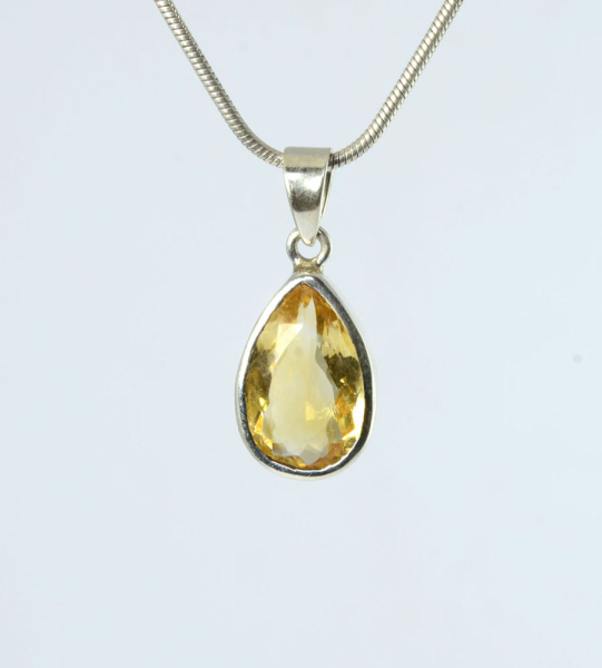 Unikat Anhänger Citrin Tropfen 16x11 mm