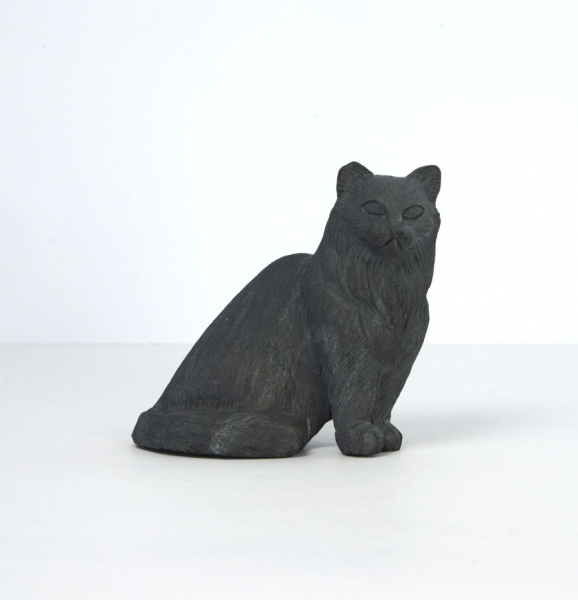 Unikat Tiergravur Katze Obsidian