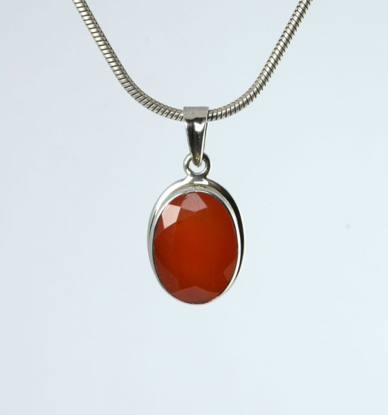 Unikat Anhänger Karneol Oval Facettiert 18x13 mm