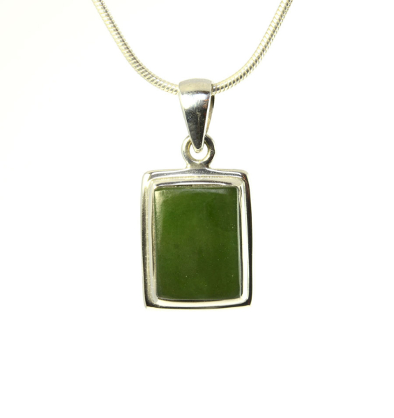 Unikat Anhänger Nephrit Jade Rechteck 16x12 mm