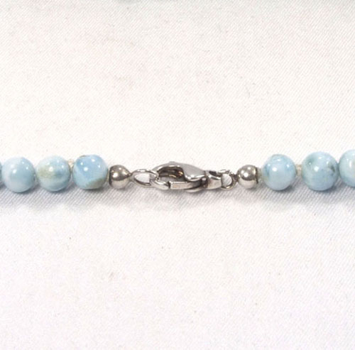 Lebensquelle Plus Larimar Button Kugelkette – 45 Cm, 5-6 Mm Kugeln, 925 Silber Verschluss