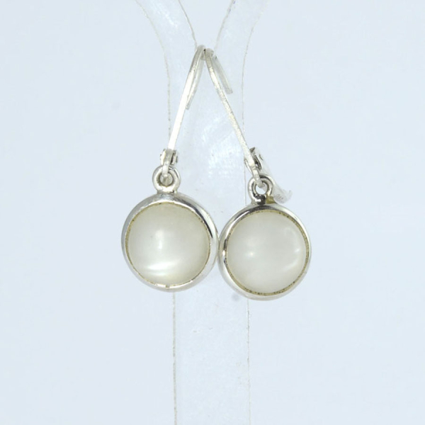 Unikat Ohrhänger Mondstein Weiß Rund