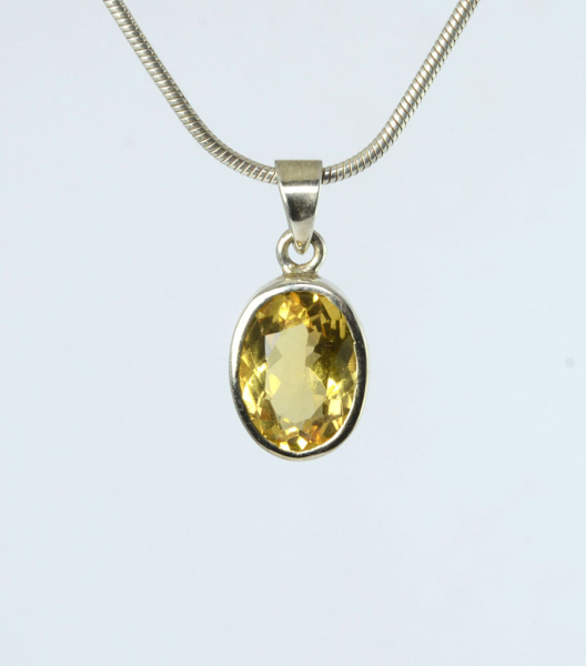 Unikat Anhänger Citrin Oval 12x9 mm