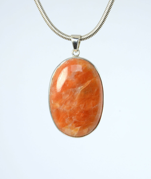 Unikat Anhänger Orangen-Calcit Oval 38x25 mm
