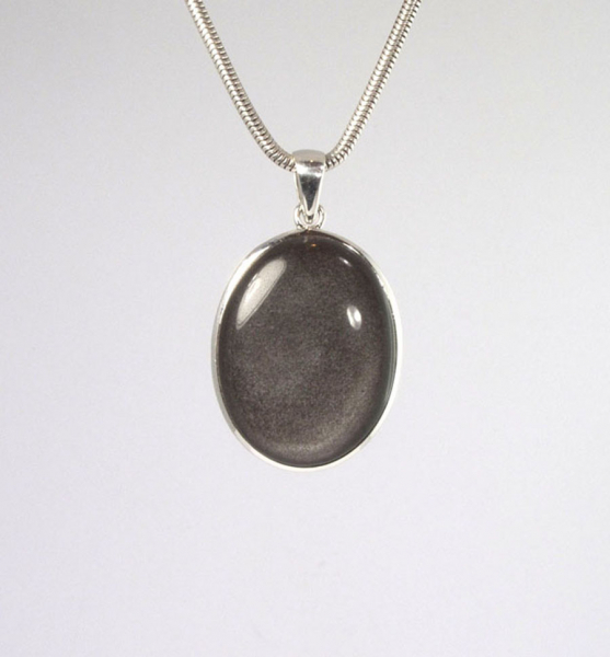 Unikat Anhänger Silber-Obsidian Oval
