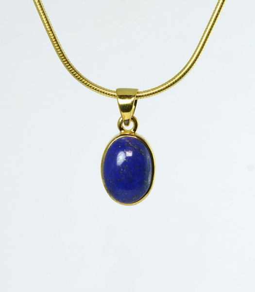 Unikat Anhänger Lapislazuli Oval 14x10 mm Vergoldet