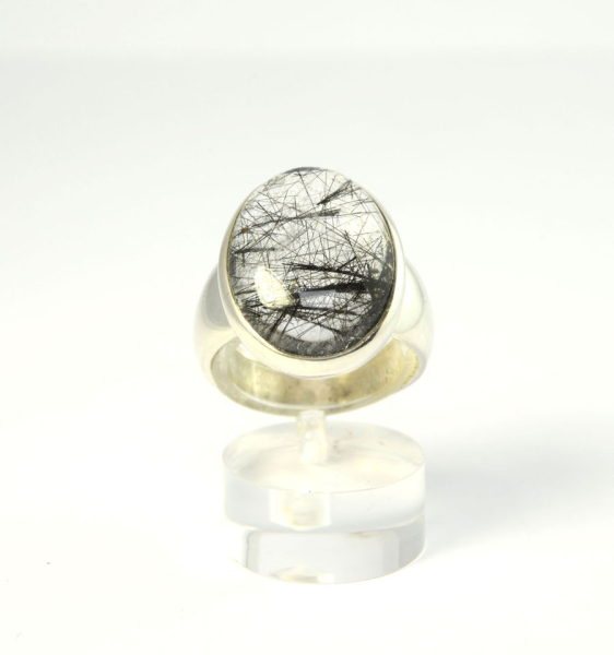 Unikat Ring Turmalin-Quarz Oval 21x15 mm
