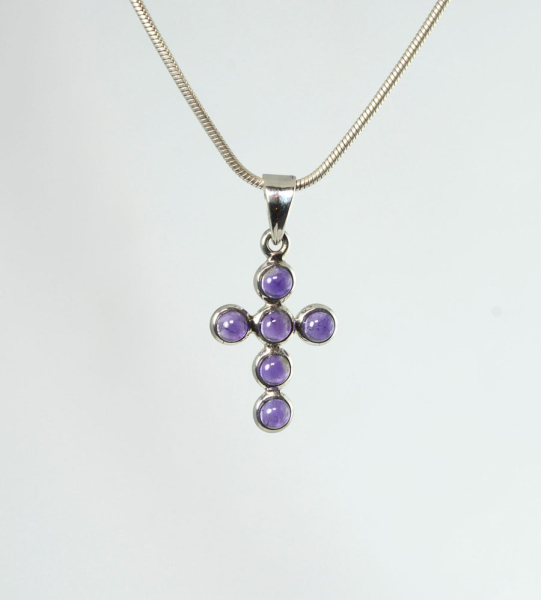 Unikat Anhänger Amethyst Kreuz Klein
