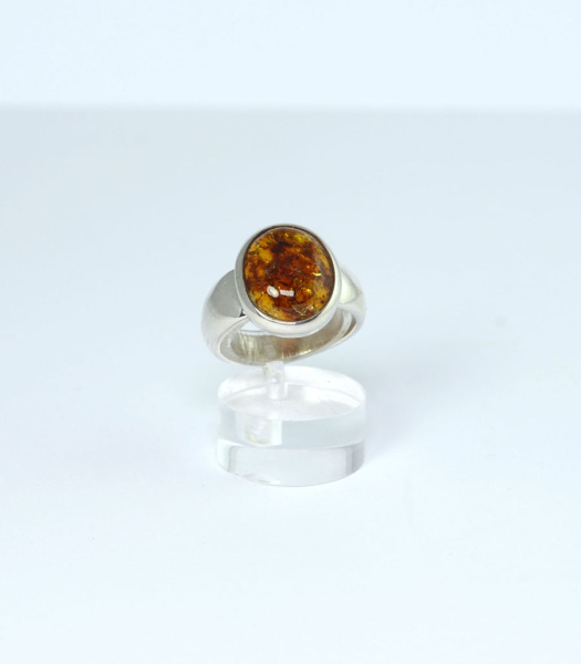 Unikat Ring Bernstein Oval 13x11 mm