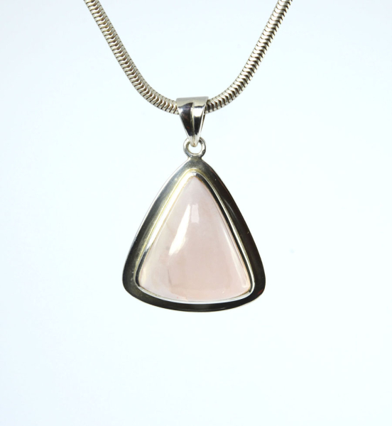 Unikat Anhänger Rosenquarz Oval 24x21 mm
