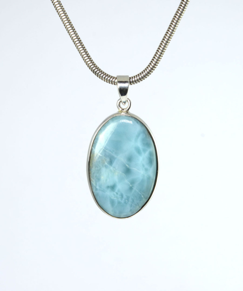 Unikat Anhänger Larimar Oval 31x20 mm