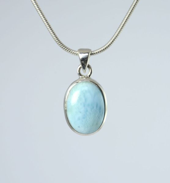 Unikat Anhänger Larimar Oval 15x11 mm