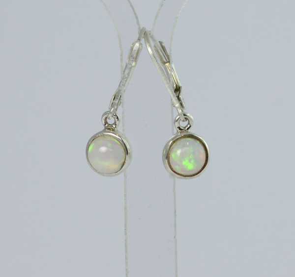 Unikat Ohrhänger Edelopal Rund 6 mm