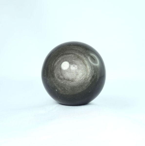 Unikat Silber-Obsidian Kugel 57 mm