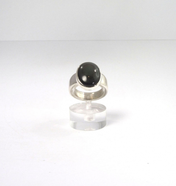 Unikat Regenbogen Silber-Obsidian Oval