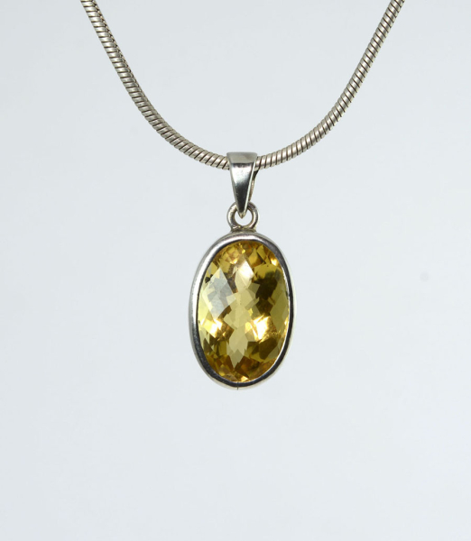 Unikat Anhänger Citrin Oval 19x13 mm