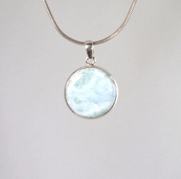 Unikat Anhänger Larimar Rund 24 mm