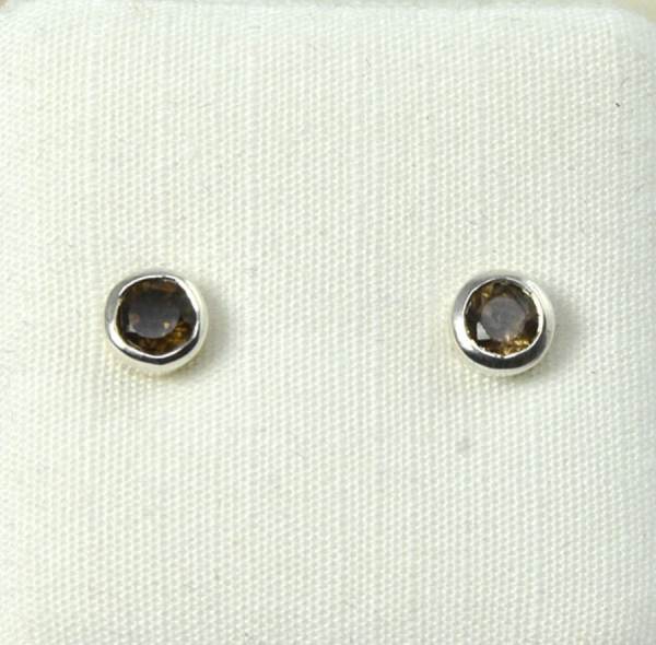 Ohrstecker Rauchquarz Rund 4 mm