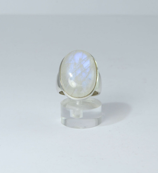 Unikat Ring Weißer Labradorit Oval 24x17 mm