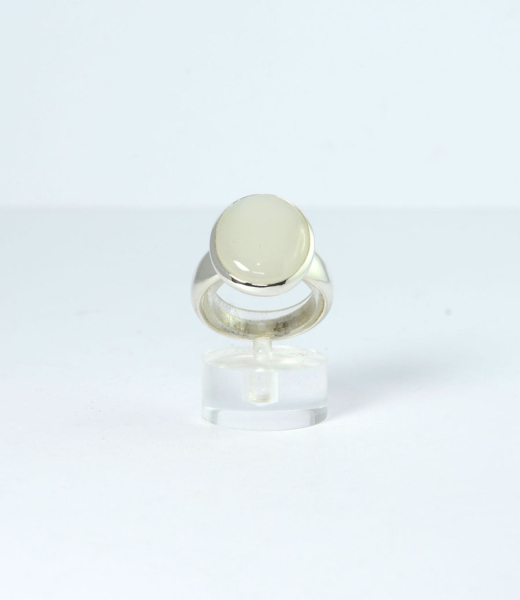 Unikat Ring Mondstein Weiß Oval 18x14 mm