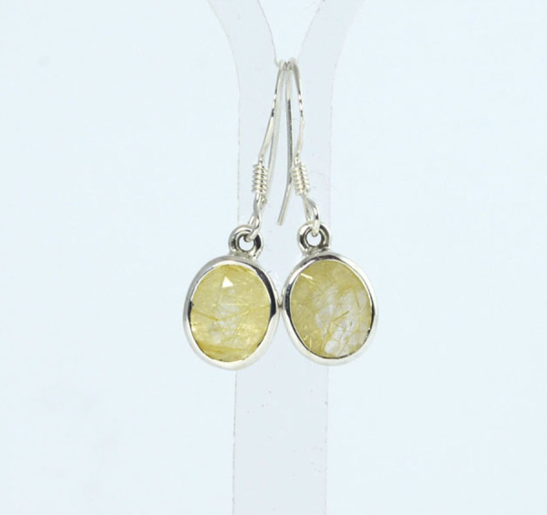 Unikat Ohrhänger Rutilquarz Oval 9x7 mm