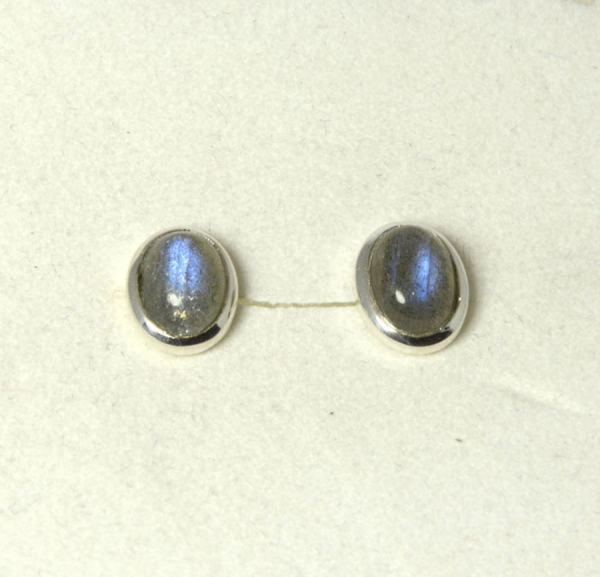 Ohrstecker Labradorit Oval 8x6 mm