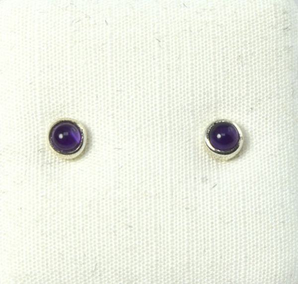 Ohrstecker Amethyst Cabochon Rund Mini