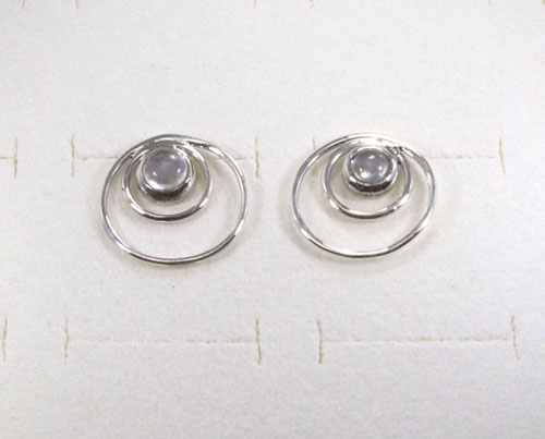 Ohrstecker Labradorit weiß-Kreise