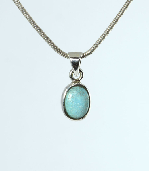 Unikat Anhänger Türkis Oval 9x7 mm