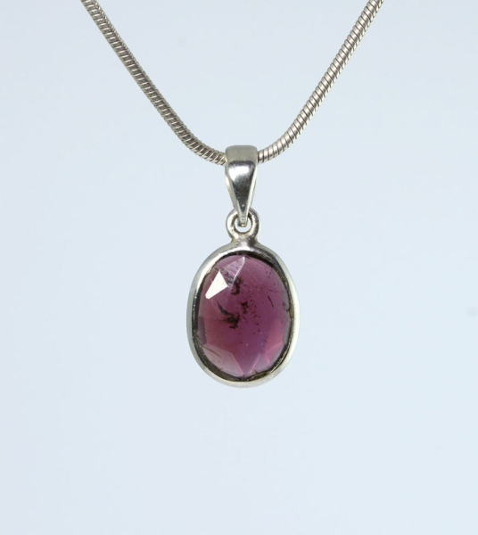 Uniakt Anhänger Granat Rhodolith Oval 13x10 mm