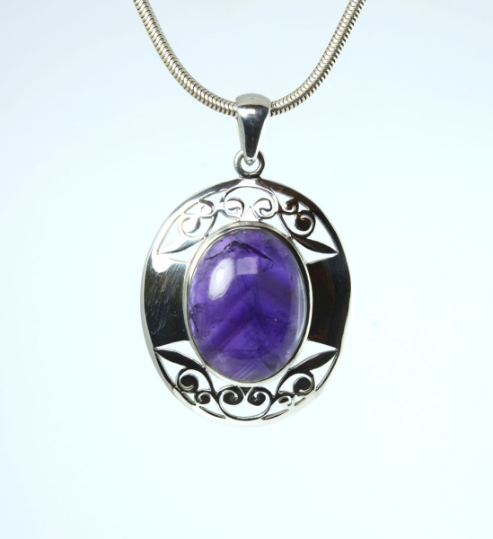 Unikat Anhänger Amethyst India Oval