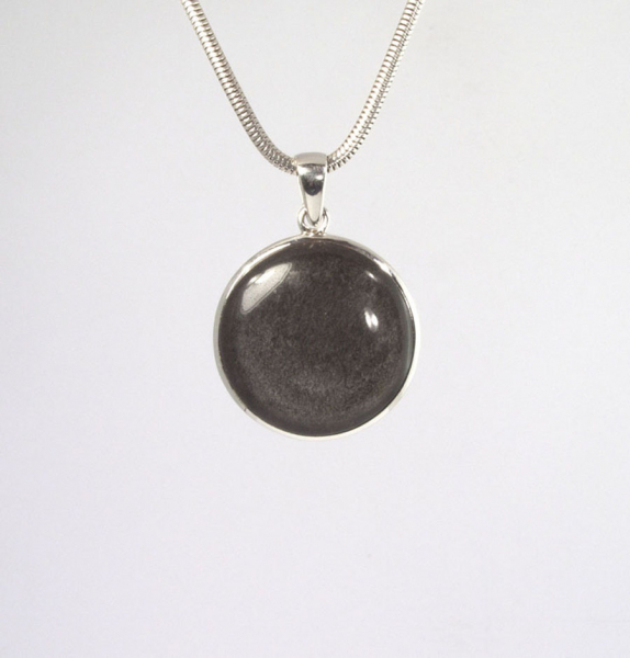 Unikat Anhänger Silber-Obsidian Rund