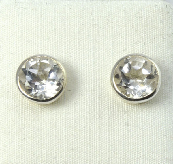 Ohrstecker Bergkristall Rund 8 mm