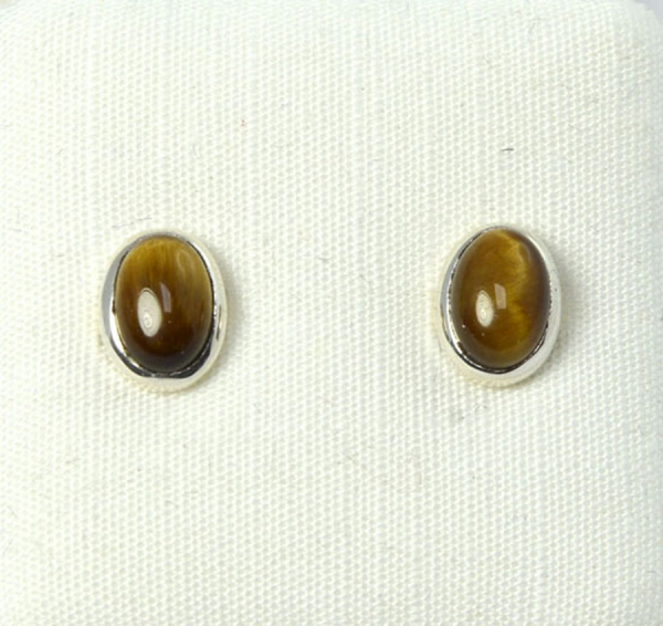 Ohrstecker Tigerauge Oval 7x5 mm