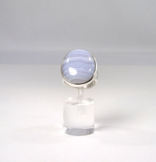 Unikat Ring Chalcedon Blau Oval