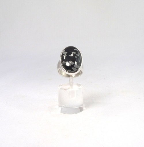 Ring Schneeflocken-Obsidian Oval