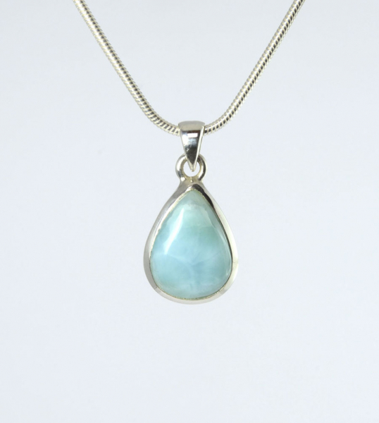 Unikat Anhänger Larimar Tropfen 15x12 mm