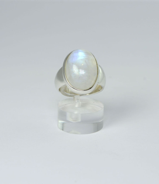 Unikat Ring Weißer Labradorit Oval 18x14 mm
