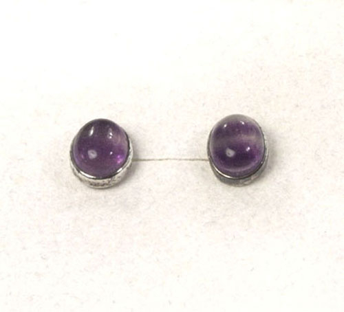 Unikat Ohrstecker Fluorit violett Oval 10x8 mm