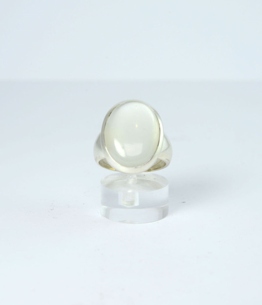 Ring Mondstein Weiß Oval 20x15 mm