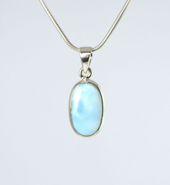 Unikat Anhänger Larimar Oval 17x10 mm