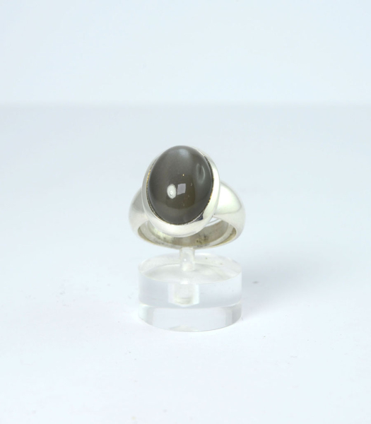 Unikat Ring Mondstein Grau 16x12 mm
