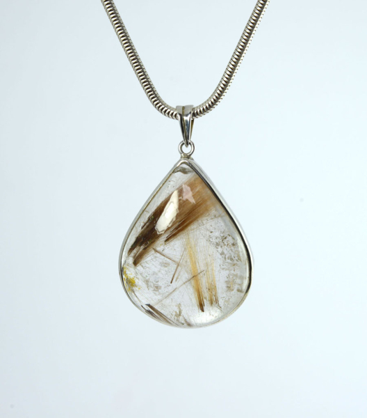 Unikat Anhänger Rutilquarz Tropfen 38x29 mm