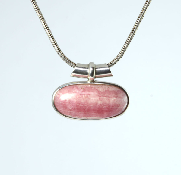 Unikat Anhänger Rhodochrosit Oval 13x28 mm