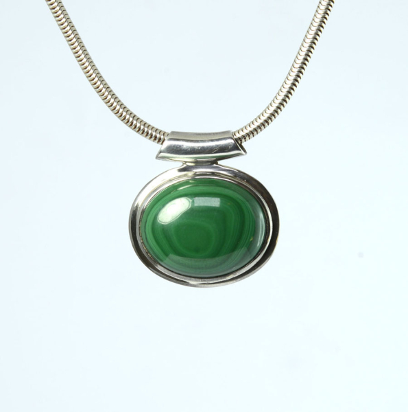 Unikat Anhänge Malachit Oval 17x21 mm