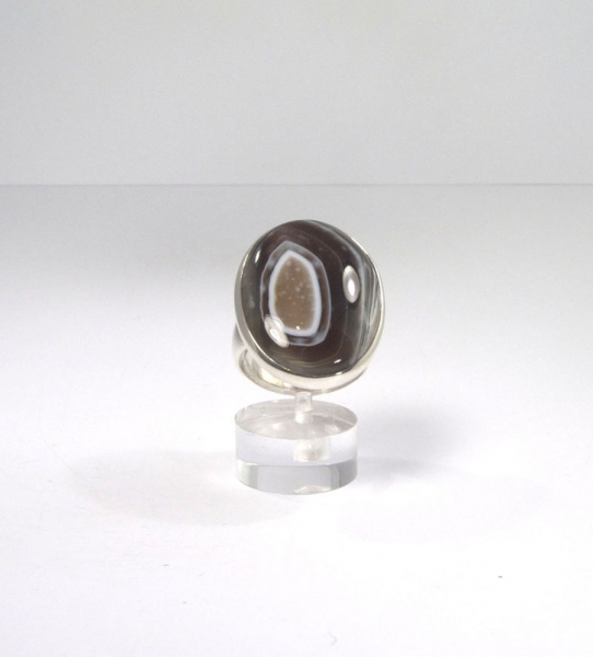 Unikat Ring Achat Oval grau