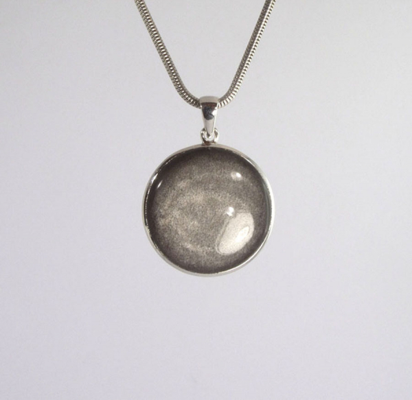 Unikat Anhänger Silber-Obsidian Rund