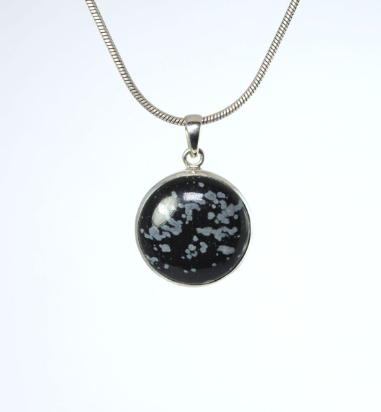 Unikat Anhänger Schneeflocken-Obsidian Rund