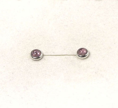Unikat Ohrstecker Turmalin Rubellit Rund 4 mm