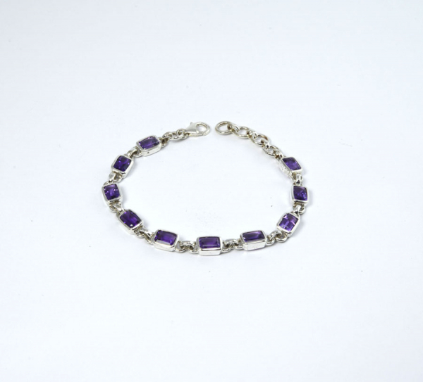 Unikat Amethyst Armband facettiert Rechteck